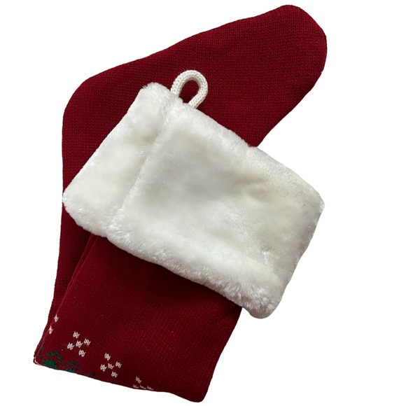 ⭐️ 4/$25 Luxurious Christmas Faux Fur Knit Stocking Red, Fair Isle Style - Picture 8 of 8